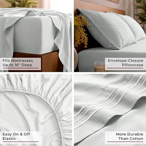 Mellanni Queen Sheets Set - 4 PC Iconic Collection Bedding - Hotel Luxury, Extra Soft, Cooling Bed Sheets - Wrinkle, Fade, Stain Resistant (Queen, Ivory) thumbnail 5