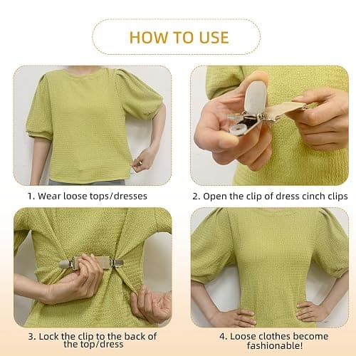 6 Pieces Dress Clips Back Cinch Set,5.5inch Scarf,Sweater,Clothes,Shawl,Retro Cardigan Collar,Travel Hat,Dress Shirt Brooch Clip for Women Girl Decor thumbnail 4