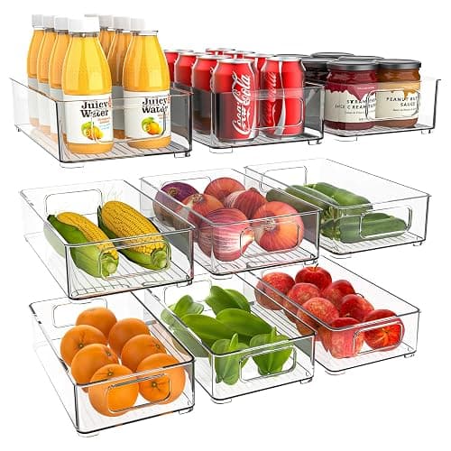 Diwoker Boite de Rangement Frigo Transparent, Empilable Organisateur Frigo pour Le Réfrigérateur, la Cuisine, Le Garde-Manger, Les Armoires et Les Comptoirs (9 Pièces) - Image 1