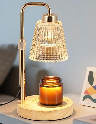 Modern Candle Warmer Lamp with 24h Cycle Timer, Dimmable Wax Melt Warmer | 24h Cycle Timer Dimmable Wax Melt Warmer with 2 Bulbs, Fall Decor for Home Living Room Halloween Decorations Gifts for Mom - Image 1