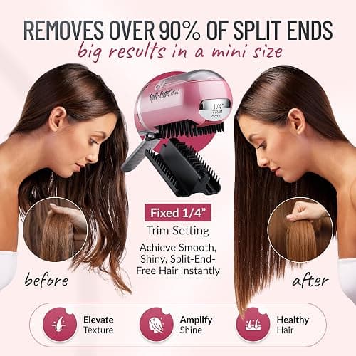 Split Ender Mini – Original Cordless Split End Hair Trimmer for Dry, Damaged, Brittle, Curly, Frizzy, or Straight Hair – Battery Operated Home Styling Tool for Split Ends (Battery-Powered, Light Pink) thumbnail 4