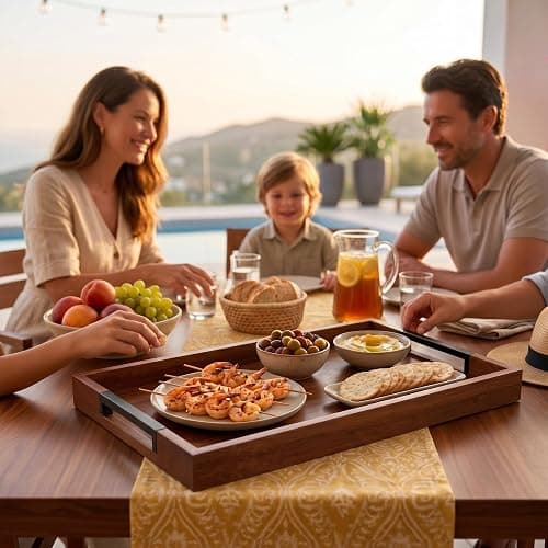 Acacia Wood Serving Tray with Handles thumbnail 2