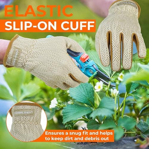 HANDLANDY Gardening Gloves for Women, Breathable Ladies Leather Garden Yard Gloves Best Gift for Gardeners thumbnail 4