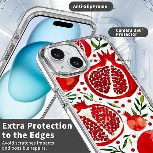 Case for iPhone 15,Fresh Pomegranate Clear Cases,Compatible with MagSafe,Slim Shockproof Magnetic Phone Sleeve Case for Girls Man,Scratch-Resistant Back ﻿ thumbnail 5