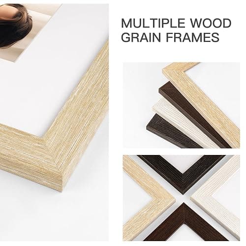 FinalFind 16x20 Picture Frame with Mat for 11x14 Set of 3, Natural Wood Grain 16x20 Frames for Horizontal & Vertical Wall Mounting (3 Pack,Natural) thumbnail 4