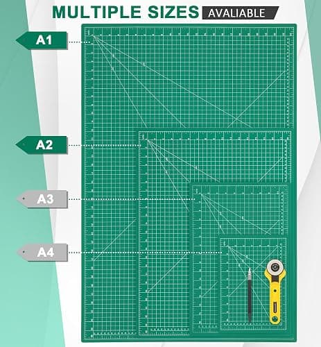 Density-upgraded 24" x 36" Large Self Healing Sewing Mat, Idemeet Rotary Cutting Mat 5-Ply Cut Board for Crafts Hobby Project, Scale Size 24" x 36", A1, Green thumbnail 3