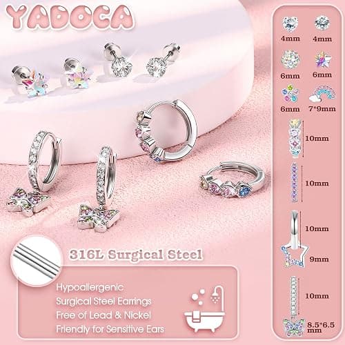 Hypoallergenic Earrings For Girls Women Surgical Stainless Steel Screw Back Earrings Set For Sensitive Ears Kids Earrings Toddler Earrings Cute Girls Earrings thumbnail 2
