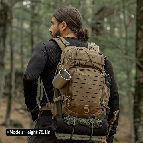 Mardingtop Small Military Tactical Backpack for Men,25L Molle Cordura Backpack for Hiking,Camping,Rucking thumbnail 2