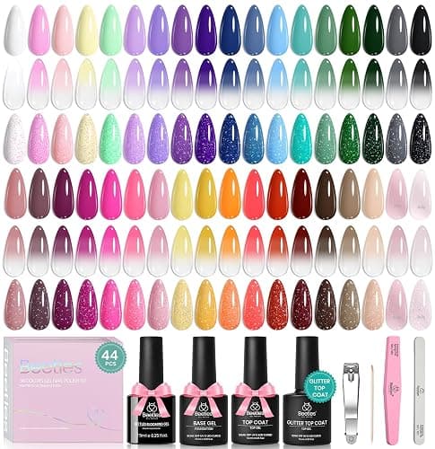 Beetles Gel Nail Polish Set, 36 Colors Gel Polish Kit with Blooming Gel, Base Top Coat & Nail Tools, Year in Shades Pink Yellow Blue Green Soak Off UV LED for DIY Home Salon Manicure, Gift for Women - Image 1