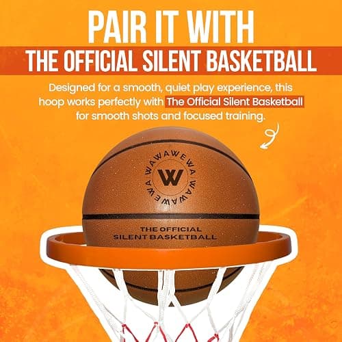 WAWAWEWA The Official Silent Basketball Mini (Size 3) Bundle with Hoop – Ready to Play & Noise Free Indoor Mini Basketball for Quiet Bounce & Large Wall Mounted Basketball Hoop for Indoor Practice thumbnail 5