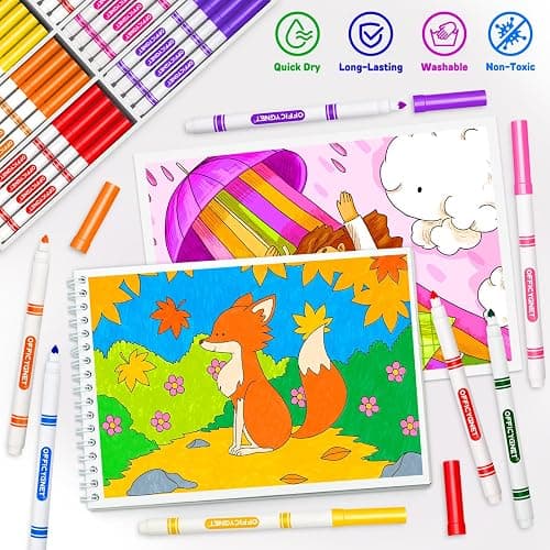 Officygnet 288 Count Washable Markers Bulk, Coloring Markers for Kids, Thin Marker Bulk in 12 Assorted Colors, Fine Line Marker with Conical Tip,Back to School Supplies, Teacher Classroom Must Haves thumbnail 3