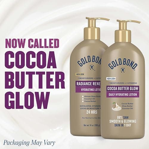 Gold Bond Cocoa Butter Glow Daily Hydrating Lotion with Shea Butter, Cocoa Butter & Coconut Oil, Exfoliating Moisturizer for Dry Skin, 14 oz. thumbnail 2