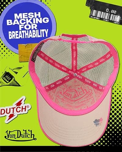 Von Dutch Unisex Trucker Hat - Curved Bill Mesh Back Retro Classic Adjustable Snapback Baseball Cap for Men and Women thumbnail 4