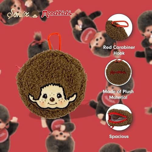 Sonix x Monchhichi Plush Earbud Pouch | Tech Keychain Bag Charm, Fuzzy Plush Character Coin Purse for Small Accessories, Earbuds | Monchhichi Boy thumbnail 4