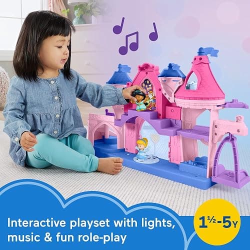 Fisher-Price Little People Toddler Playset Disney Princess Magical Lights & Dancing Castle Musical Toy with 2 Figures for Ages 18+ Months thumbnail 2