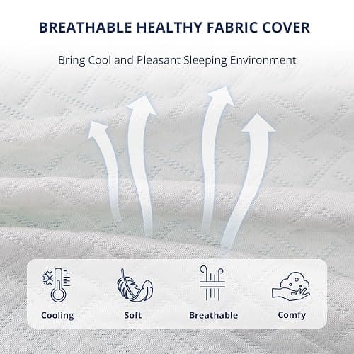 3 Inch Gel Memory Foam Mattress Topper Queen Size, Cooling Bed Topper for Pressure Relief with Removable Breathable Soft Cover, CertiPUR-US Certified thumbnail 6