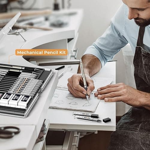 Nicpro 37PCS Art Drawing Supplies Kit, Metal Mechanical Pencil Set 0.5, 0.7, 0.9 & 2mm, 100 Sheets 9x12 Sketch book, 288PCS Leads, School Supplies Drawing Kit for Artist Adults Teens Kids Sketching thumbnail 7