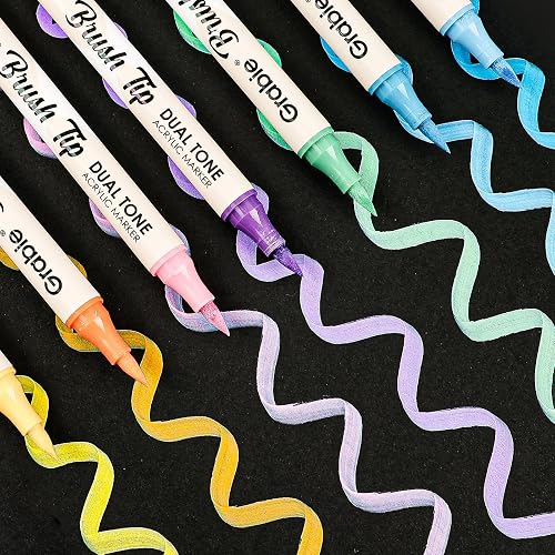 Grabie 72 Colors Acrylic Paint Markers, Soft Brush Tip Acrylic Markers Set, Water Based Acrylic Markers for Wood, Fabric, Canvas, Glass, Stone, Rock Painting and DIY Crafts Art Supplies, Set of 36 thumbnail 7