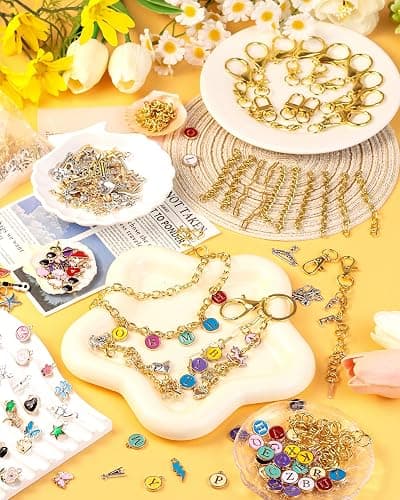 FIVEIZERO 359Pcs Charms Lip Gloss Keychain Making Kit, Charm Making Kit, Bag Charm Kit, Keychain Clips, Lobster Clasps, Jump Rings, Extender Chain & Tools, Keychain Charms for DIY and Jewelry Making thumbnail 5