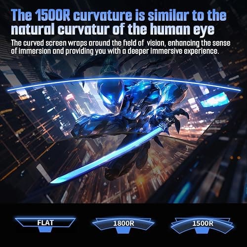 SANSUI 24 Inch Curved 160Hz Gaming Monitor,1500R Curved Gaming Monitor FHD 1080P Computer Monitor,MPRT 1ms Fast VA Display,Freesync,HDR,3000:1, HDMI2.0,DP1.4, VESA Support(ES-G24C1L HDMI Cable Incl.) thumbnail 7