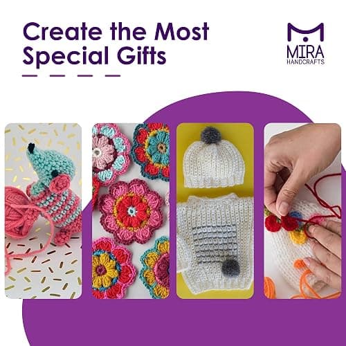 Mira HandCrafts 12 Acrylic Yarn Skeins - Crochet and Knitting Starter Kit for Colorful Arts and Crafts with 1,312 Yards of Multicolored Thread - Make Amigurumi, Granny Squares, Scarves, and Throws thumbnail 8