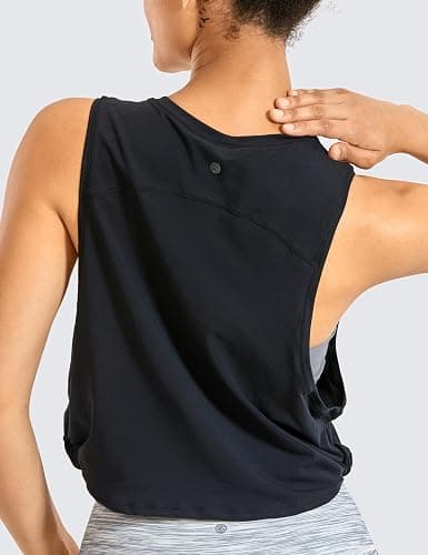 CRZ YOGA Pima Cotton Large Armhole Tank Tops for Women - Workout Sport Athletic Yoga Running Gym Loose Crop Sleeveless Shirts thumbnail 3