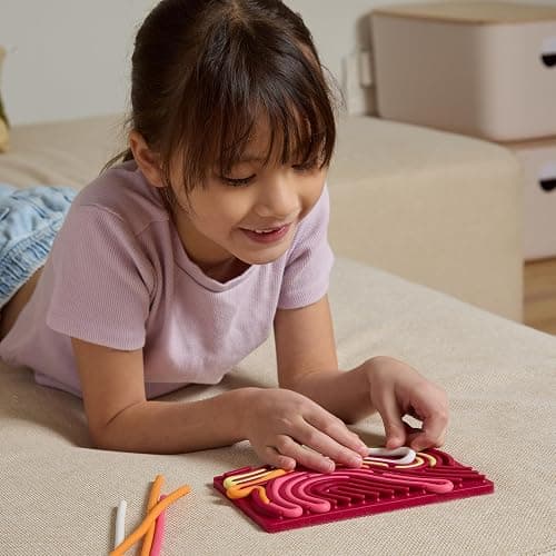 Pushpeel Sensory Activity Board: Silicone Fidget Toy for Calming, Stress, Anxiety, ADHD & Autism | Silent, No Mess | Kids 3+ & Adults | Includes Portable Travel Bag & 11 Strings thumbnail 2