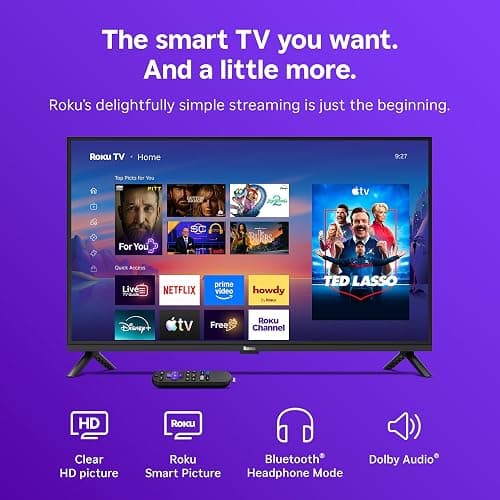 Roku 32-Inch Select Series Smart TV 2026-720p HD TV - RokuTV | Flat Screen LED Television with Voice Remote, Wi-Fi & Bluetooth Headphone Mode - Streaming Live Local News Sports & Movies thumbnail 3