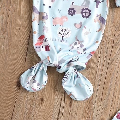 Fvzbovte Newborn Knotted Gown Soft Cotton Baby Set Floral Onesie Girls and Boys Sleeper Nightgown thumbnail 5