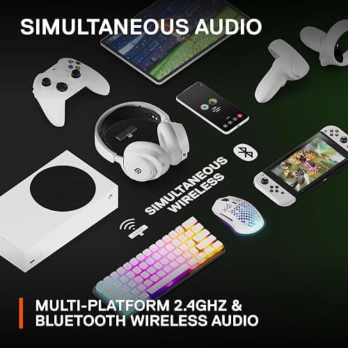SteelSeries Arctis Nova 7X Wireless Multi-System Gaming & Mobile Headset - Nova Acoustic System - 2.4GHz + Bluetooth - USB-C - Xbox Series X|S, PC, PS5, Switch - White (Renewed) thumbnail 5