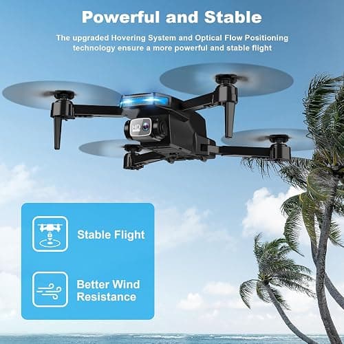 Drone with Camera - Drone with Screen on Controller for Beginners, Foldable Remote Control Quadcopter with Gesture Control, 3D Flip, One Key Start, Emergency Stop, 2 Batteries, Easier to use thumbnail 3