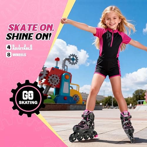 2PM SPORTS Inline Skates for Kids Girls Boys Ages 5-8 8-12 4-6 6-12 with Light Up Wheels, Adjustable Kids Roller Skates Blades for Adults Men Women Beginners Youths thumbnail 2