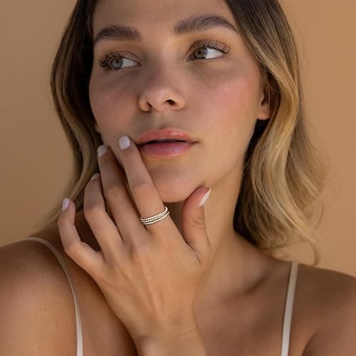 Gokeey Gold Rings for Women Non Tarnish, Dainty 14K Gold Plated Stackable Thin Thumb Ring Set Trendy Pinky Wedding Bands Engagement Rings for Women Size 4 5 6 7 8 9 10 11 thumbnail 6