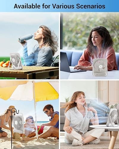 WHATOOK Small Desk Fan Personal Fans: 2000mah 10 Hours Battery Office Quiet Mini Desktop Fan Portable Rechargeable Travel Essentials thumbnail 7