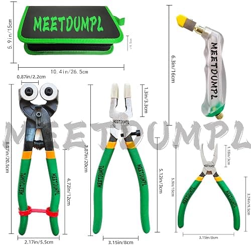 Stained Glass Kit，Stained Glass Supplies，Glass Cutters Tools,Heavy Duty Glass Running Pliers，Wheeled Glass Nippers，Breaker Grozer Pliers，Glass Cutter，for Stained Glass,Mosaics,Fusing,Breaking (7) thumbnail 7