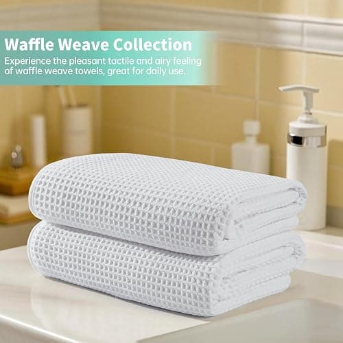 MICROFI New Microfiber Waffle Bath Towels, 2 Pieces, Oversized, Soft, Absorbent, Fast Drying, Lint Free 430 GSM (30''x60''/76cm x 152cm) thumbnail 6