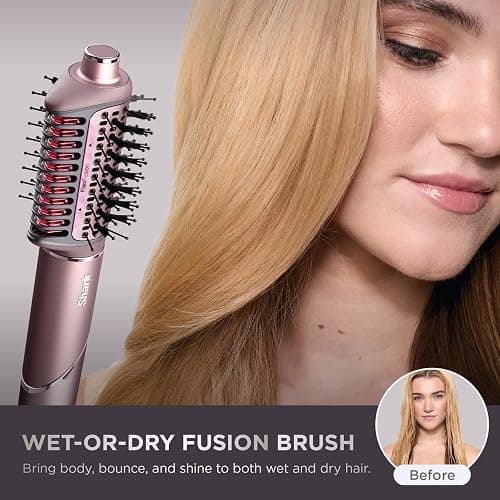 Shark FlexFusion Hair Straightener & Powerful Dryer with Diffuser, Fusion Hair Brush, Ceramic Air Styler with Auto-Wrap Curlers, Ceramic Plates, Cosmic Blush HD642S thumbnail 6