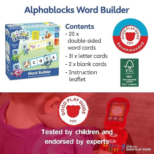 ALPHABLOCKS Word Builder Learning Games - Kids Phonics Spelling Set Toy | Aesthetic Interactive ABC Card Match Literacy Activity Board for Toddlers, Preschool Nursery. Educational Birthday Gifts. thumbnail 7