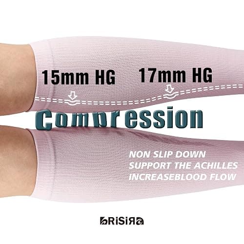 BRISIRA Coolmax Cooling Compression Knee High Socks Women 2 Pairs 15-20 mmHg Circulation Support for Nurse Running Travel - 8-10 - 2 Pack-pink thumbnail 4