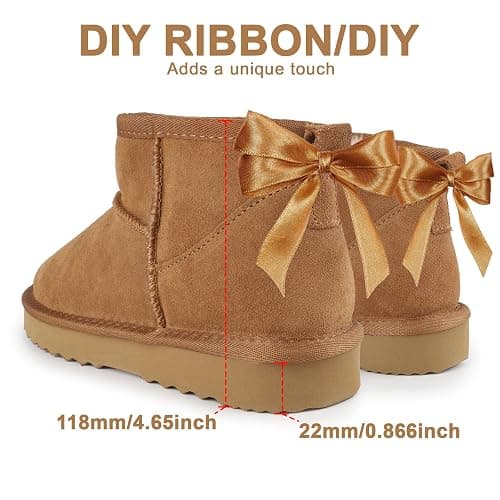 riemot Classic Ankle Boots for Women Genui|ne Suede Faux Fur Lining Memory Foam Insoles Winter Mini Snow Boot Outdoor Lightweight Non-Slip Thermal Shoes Cozy Warm Slip On Booties Chestnut US 6-11 thumbnail 4