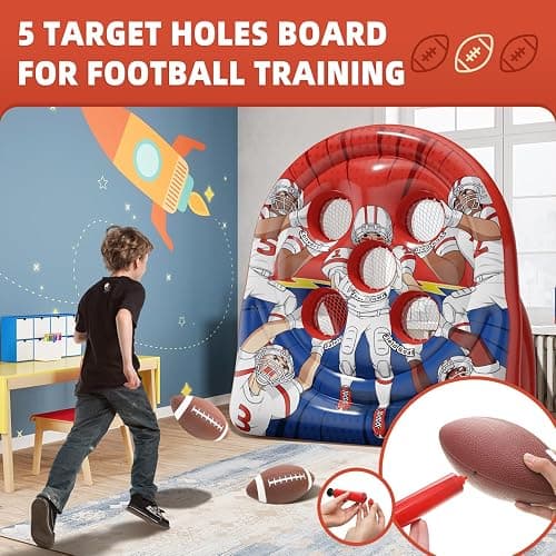 Funast 6FT Giant Inflatable Football Target Toss Game - Fun Kids Indoor Outdoor Party Throwing Football Games, Carnival Games for Backyard & Tailgate thumbnail 6
