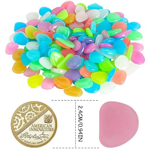 150 PCS Luminous Stones – Mixed Color Glow Rocks Decorations DIY Decorative Pebbles for Aquarium Fish Tank Sidewalk Garden Path Patio Terrace Lawn Yard Ornaments Colorful Cobbles Decor FD05MX150 thumbnail 3