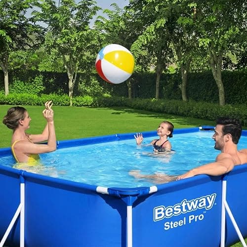 Bestway Steel Pro 13 Foot x 32 Inch Rectangular Above Ground Outdoor Pool Steel Framed Vinyl Swimming Pool with 1,506 Gallon Water Capacity, Blue thumbnail 8