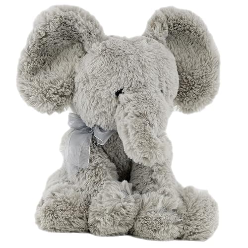 11" Plush Super Soft Elephant Teddy Bear Cuddling Baby Gift Toy with Ribbon (Grey Elephant) - Image 1
