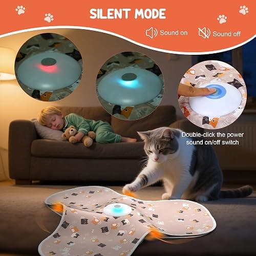 FUGODIWI ‌‌Interactive Cat Toys for Indoor Cats‌ Adult‌ with Feather Tail Switchable Mouse Sounds, ‌Kitten Enrichment Toys‌ for Hunting Self Play, Automatic Rechargeable Quiet Game to Bored (Pink) thumbnail 3