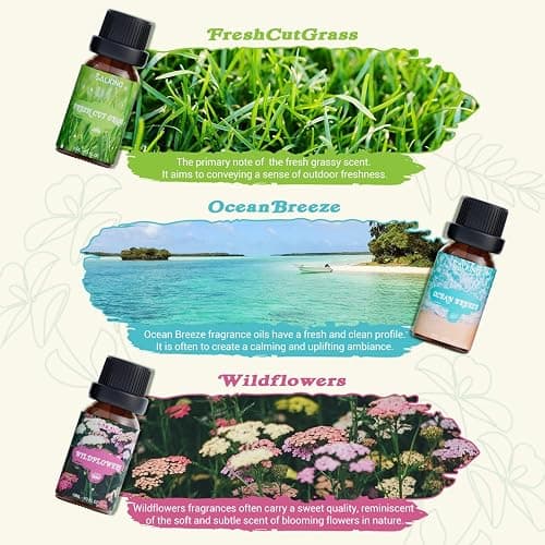 SALKING Nature Fragrance Oils, Premium Essential Oil for Diffuser, Scented Oil Gift Set for Soap Candle Making - Pine, Ocean Breeze, Rain, Fresh Cut Grass, Wildflowers, Mountain Air thumbnail 3