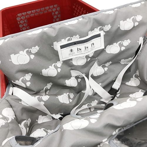 Twin Double Shopping Cart Cover for Baby Siblings with Carrying Case. Foldable Fit Wholesale Warehouse Grocery Stores Like Costco SAMS Club (White Elephant) thumbnail 5