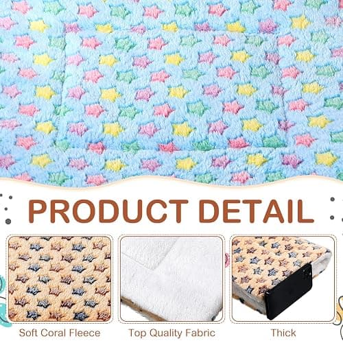 Haull 4 Pcs Waterproof Guinea Pig Bedding Winter Guinea Pig Bed Plush Cage Liners Soft Dog Cat Mat Reversible Winter Cozy Animal Pee Pad Hamster Bed Mat for Bunny(Star,13 x 10 Inch) thumbnail 3