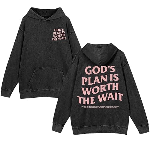 Weetiotio Christian Graphic Hoodies for Women God Bible Verse Oversized Hoodie Religious Letter Print Acid Wash Sweatshirts - Image 1