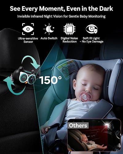 OTTOCAST Cabin Care Baby Camera for Car, 1080P Baby Car Camera with HD Night Vision, Wireless CarPlay Adapter, 150° Wide Angle, Real-Time Rear Seat Monitor thumbnail 3